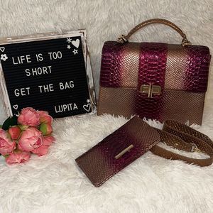 Brahmin Hallie/Ady set in pomegranate harkness